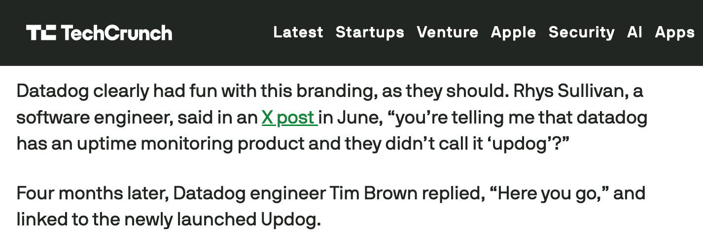 TechCrunch article screenshot